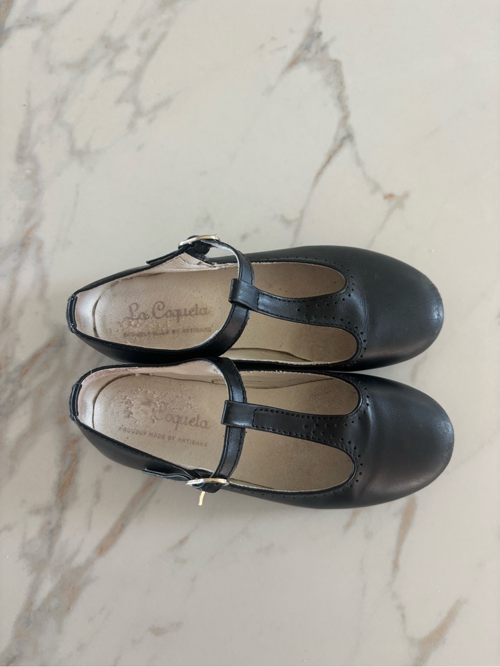 La Coqueta Black T-Strap Kids Loafers